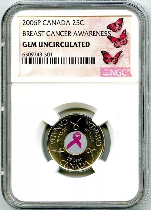 Canada. 25 Cents 2006 P Breast Cancer Awareness - Pink, Postzegels en Munten, Munten | Europa | Niet-Euromunten