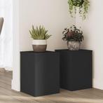 vidaXL Plantenstandaards 2 st 25x25x35 cm bewerkt hout zwart, Verzenden, Nieuw