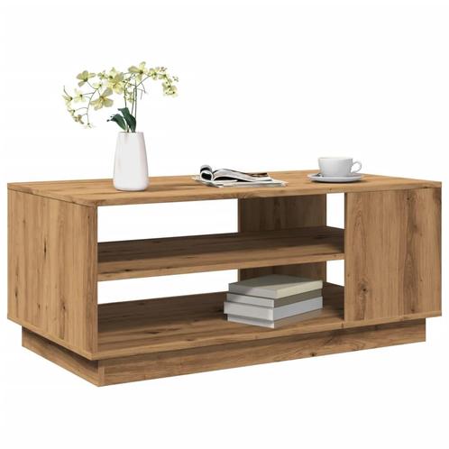 vidaXL Salontafel 102x55x43 cm bewerkt hout artisanaal, Huis en Inrichting, Tafels | Salontafels, 100 tot 150 cm, Nieuw, Overige houtsoorten
