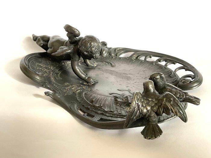 Vide-poche - Antiek Art Nouveau porte-courrier schaaltje met, Antiek en Kunst, Curiosa en Brocante