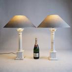 Tafellamp - Albast, Textiel - Een paar Italiaanse alabaster, Antiek en Kunst, Curiosa en Brocante