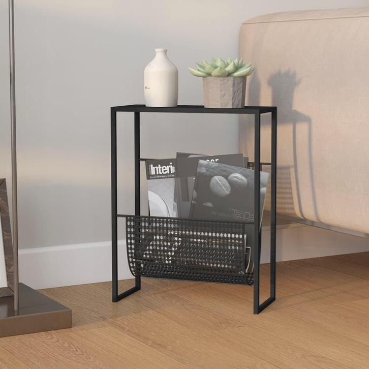 vidaXL Tijdschriftenrek 35x15x45 cm staal zwart, Huis en Inrichting, Woonaccessoires | Krantenbakken en Lectuurbakken, Nieuw, Verzenden