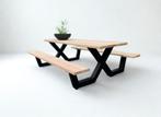 Robuuste Picknicktafel met stalen X-poten, Tuin en Terras, Ophalen, Nieuw, Hout