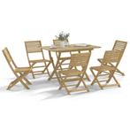 vidaXL 7-delige Tuinset massief acaciahout, Tuin en Terras, Tuinsets en Loungesets, 6 zitplaatsen, Nieuw, Tuinset, Verzenden