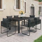 vidaXL 7-delige Tuinset PVC-rattan zwart, Tuin en Terras, Tuinsets en Loungesets, Kunststof, Verzenden, 6 zitplaatsen, Nieuw