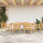 vidaXL 7-delige Tuinset massief teakhout, Verzenden, 6 zitplaatsen, Teakhout, Nieuw