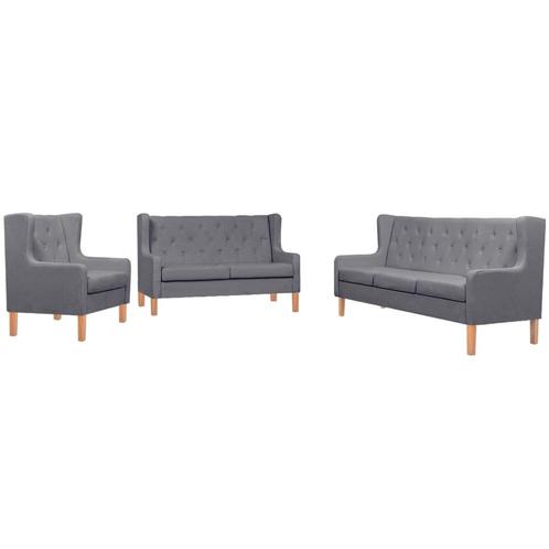 vidaXL Bankstel stof grijs 3-delig, Huis en Inrichting, Banken | Bankstellen, Nieuw, Minder dan 150 cm, Stof, Vierpersoons of meer