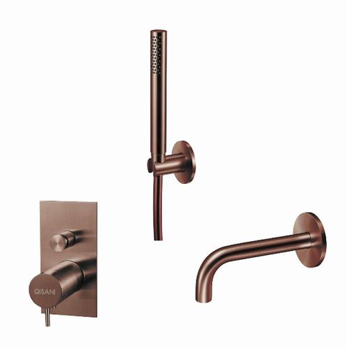 Badset Qisani Flow Inbouw Geborsteld Copper, Doe-het-zelf en Verbouw, Sanitair, Kraan, Nieuw, Ophalen of Verzenden