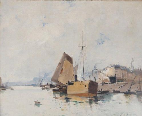 Eugène Galien-Laloue (1854-1941) - Bateaux sortant du port, Antiek en Kunst, Kunst | Schilderijen | Klassiek