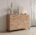 Meubella Dressoir 138x40x90 eiken | Opbergkast met lades, Huis en Inrichting, Kasten | Dressoirs, 100 tot 150 cm, Verzenden, Nieuw