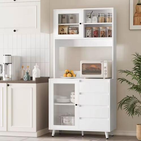 Witte Hoge Keukenkast - Modern Design - Opbergkast Nieuw, Huis en Inrichting, Kasten | Overige, Nieuw, Verzenden