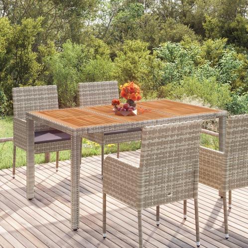 vidaXL Tuintafel met houten blad 150x90x75 cm poly rattan, Tuin en Terras, Tuintafels, Nieuw, Verzenden