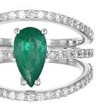 Ring - 18 karaat Witgoud - 1.90ct. tw. Smaragd - Diamant, Sieraden, Tassen en Uiterlijk, Ringen, Nieuw