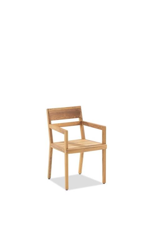 Niehoff Ann Armleuningstoel massief teakhout naturel - Bruin, Tuin en Terras, Tuinstoelen, Ophalen of Verzenden