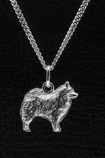 Zilveren Keeshond ketting hanger - groot beschikbaar voor biedingen