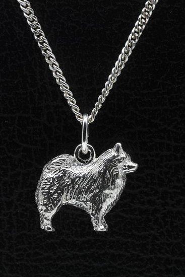 Zilveren Keeshond ketting hanger - groot, Sieraden, Tassen en Uiterlijk, Kettinghangers, Verzenden