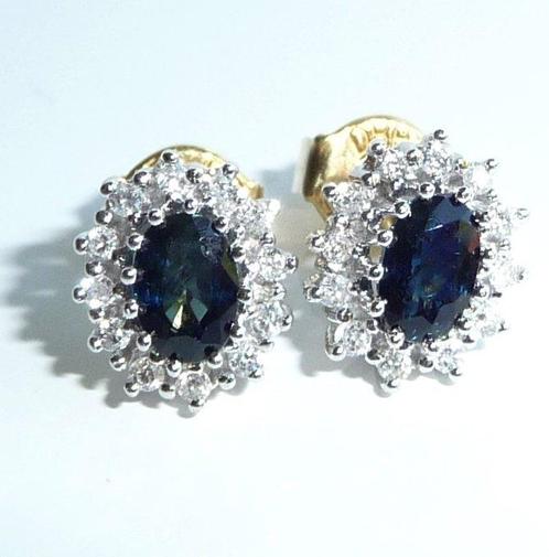 Oorbellen - 14 karaat Geel goud, Witgoud - 1.50ct. tw., Sieraden, Tassen en Uiterlijk, Oorbellen