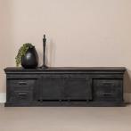 Tv-meubel Mangohout Milan 220 Zwart, Huis en Inrichting, Kasten | Televisiemeubels, Verzenden, Nieuw, 200 cm of meer, Minder dan 100 cm