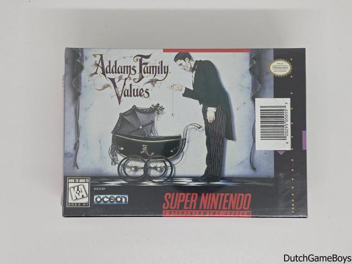 Super Nintendo / Snes - Addams Family Values + VHS Cassete -, Spelcomputers en Games, Games | Nintendo Super NES, Gebruikt, Verzenden