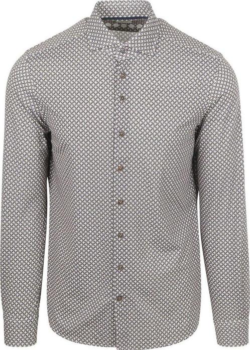 R2 Overhemd Retro Print Bruin Blauw maat 39 Heren, Kleding | Heren, Overhemden, Bruin, Nieuw, Verzenden