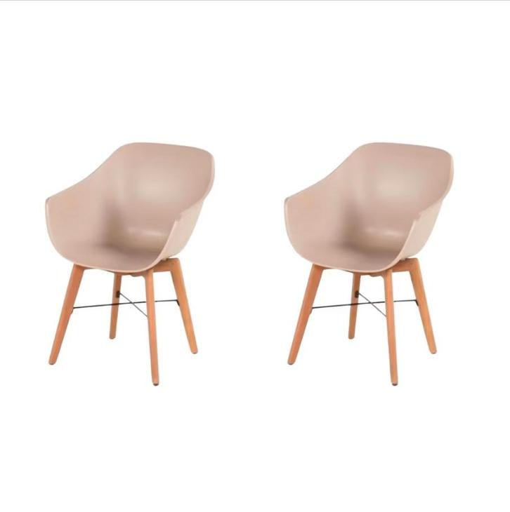 2dekans | Hartman Iris Tuinstoel 2x - Beige Kunststof Kuip -, Tuin en Terras, Tuinsets en Loungesets, Zo goed als nieuw, Ophalen of Verzenden