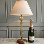 Tafellamp - Onyx, Textiel - Vintage onyx-stenen tafellamp