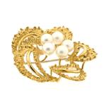 Gouden broche met parel, Gebruikt, Overige kleuren, Ophalen of Verzenden, Met edelsteen