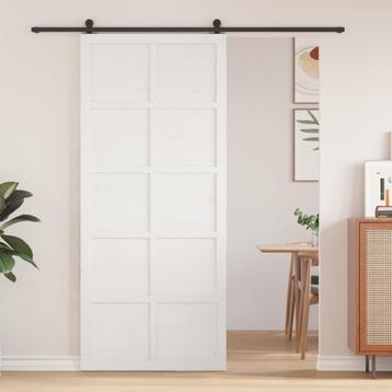 vidaXL Schuifdeur Wit 80 x 210 cm Massief grenenhout beschikbaar voor biedingen