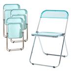 Klapstoel set van 4 Pornainen 74x46x47 cm lichtblauw transpa, Huis en Inrichting, Verzenden, Nieuw