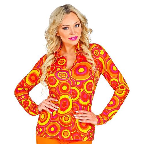 Disco 70S Blouse Oranje Dames Bubbels, Kleding | Dames, Carnavalskleding en Feestkleding, Nieuw, Verzenden