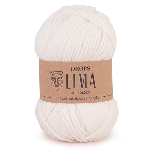 DROPS Lima Uni Colour - 1101 wit - Wol Garen, Hobby en Vrije tijd, Breien en Haken, Ophalen of Verzenden