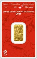 5 Gram Goudbaar - Argor-Heraeus Year of the Dragon, Postzegels en Munten, Verzenden, Goud