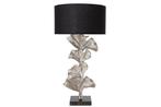 Design tafellamp GINKGO 70cm zwarte stoffen kap zilveren, Nieuw, Ophalen of Verzenden