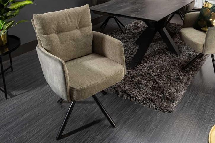 Draaistoel BIG GEORGE Groen fluweel getextureerde stof, Huis en Inrichting, Stoelen, Ophalen of Verzenden