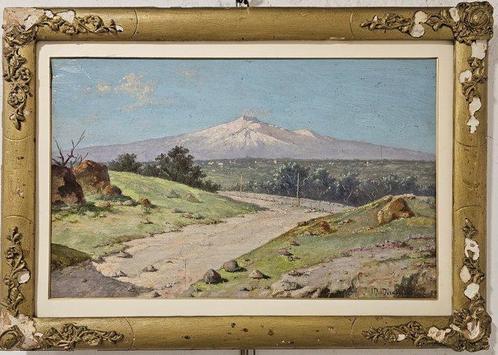 Mario Mirabella (1870-1931) - LEtna, Antiek en Kunst, Kunst | Schilderijen | Klassiek
