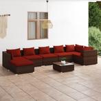 vidaXL 8-delige Loungeset met kussens poly rattan bruin, Verzenden, Nieuw, Rotan, Loungeset