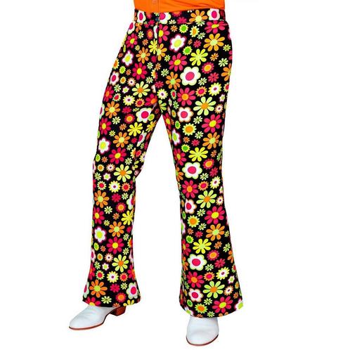 Flared Broek 60s Bloemen Zwart Heren, Kleding | Heren, Carnavalskleding en Feestkleding, Nieuw, Ophalen of Verzenden