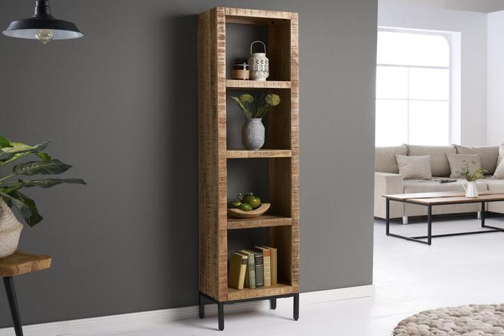 Stevige plank IRON CRAFT 176cm mangohouten boekenkast vier, Huis en Inrichting, Woonaccessoires | Wandplanken en Boekenplanken