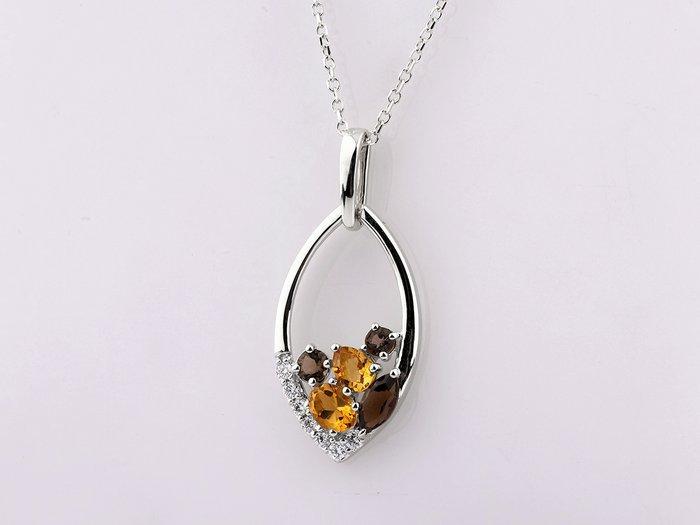 Ketting met hanger - 14 karaat Witgoud - 0.70ct. tw. Quartz, Sieraden, Tassen en Uiterlijk, Antieke sieraden