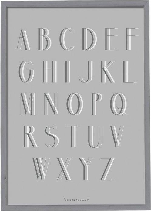 Bloomingville - Tekstbord - Alfabet - Hout/Plexiglas - Grijs, Huis en Inrichting, Woonaccessoires | Overige, Verzenden