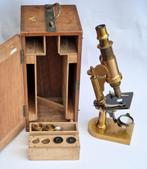 Monocular compound microscope - Brass model in case -