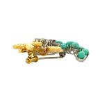Gouden broche met turkoois en diamant 18 krt, Sieraden, Tassen en Uiterlijk, Broches, Ophalen of Verzenden, Nieuw