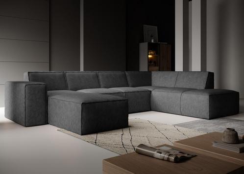 Hoekbank - Grijs - Leer - Links Industrieel | 261x216x80, Huis en Inrichting, Banken | Bankstellen, 250 tot 300 cm, 150 cm of meer
