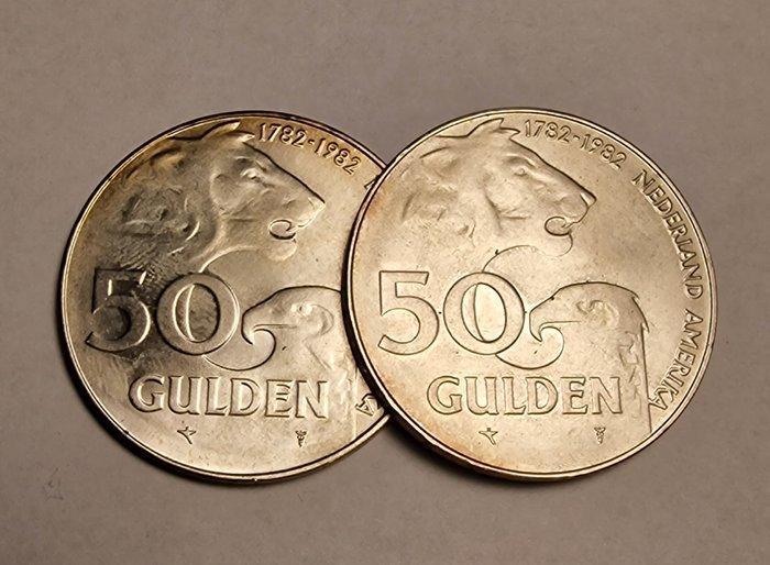 Nederland. 50 Gulden 1982, 2 stuks (Zonder minimumprijs), Postzegels en Munten, Munten | Nederland