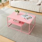 Salontafel Solund met plank 45x90x60 cm roze [en.casa], Huis en Inrichting, Tafels | Salontafels, Verzenden, Nieuw