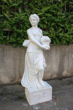 sculptuur, Dama con cesto di Fiori - 120 cm - Wit
