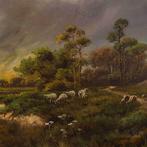 J. M. Ducker (XX) - Mountain Landscape with Lake and Sheep