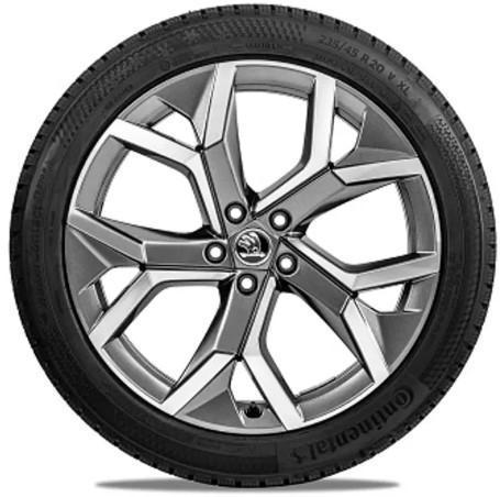 Winterset | 20 inch Vision Q | Kodiaq | ŠKODA | Origineel, Auto-onderdelen, Banden en Velgen, 20 inch, Winterbanden, 235 mm, Personenwagen