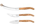 Laguiole - 3x Cheese Knives - Olive Wood - hard & soft