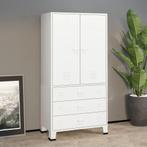 vidaXL Kledingkast industrieel 90x50x180 cm metaal wit, Verzenden, Nieuw